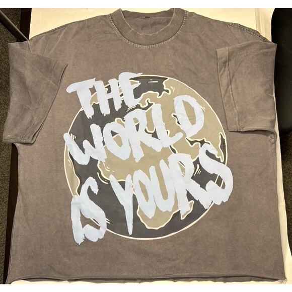 Streetwear Graphic T-Shirt “The World Is Yours” Cityscape Oversized Washed Tee - Picture 4 of 7